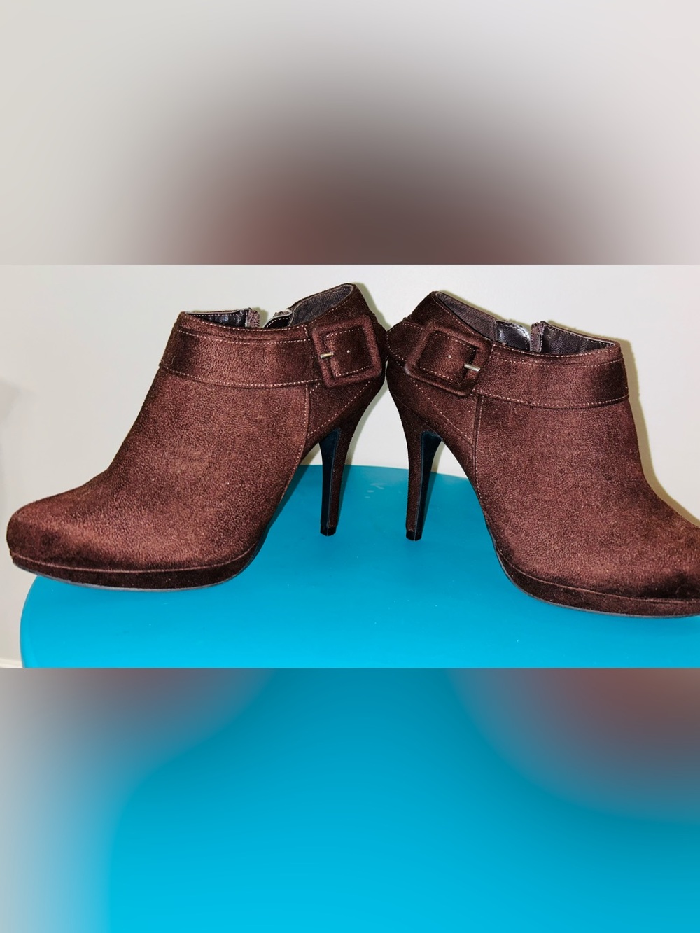 Xappeal Brown genuine Suede Buckle High-Heel Ankle Boots